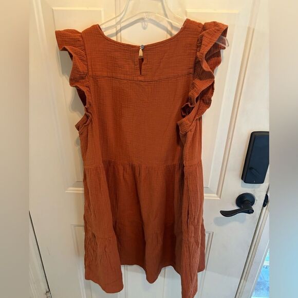 JCrew Tiered Ruffle Dress in Pumpkin size 14 - Picture 4 of 5